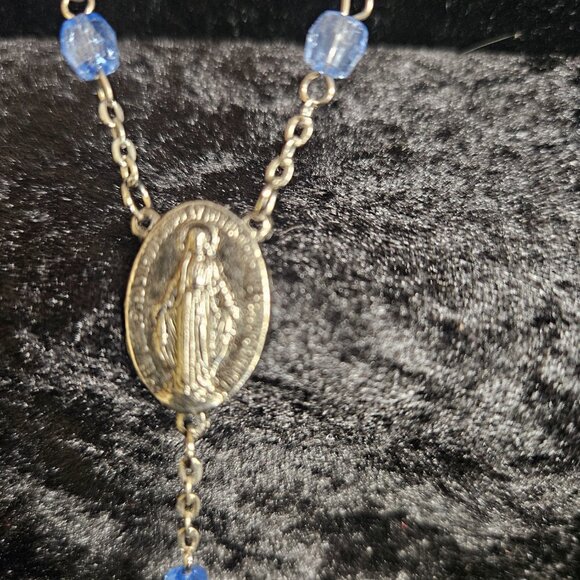Clear blue color beaded Rosary - Picture 5 of 7